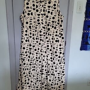 Rachel Zoe Black and White Patterned Dress Maxi Length Sleevless Sz Xl